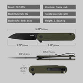 Rocket Wharncliffe Flipper Knife (2.76"-D2 Blade-G10)-G067